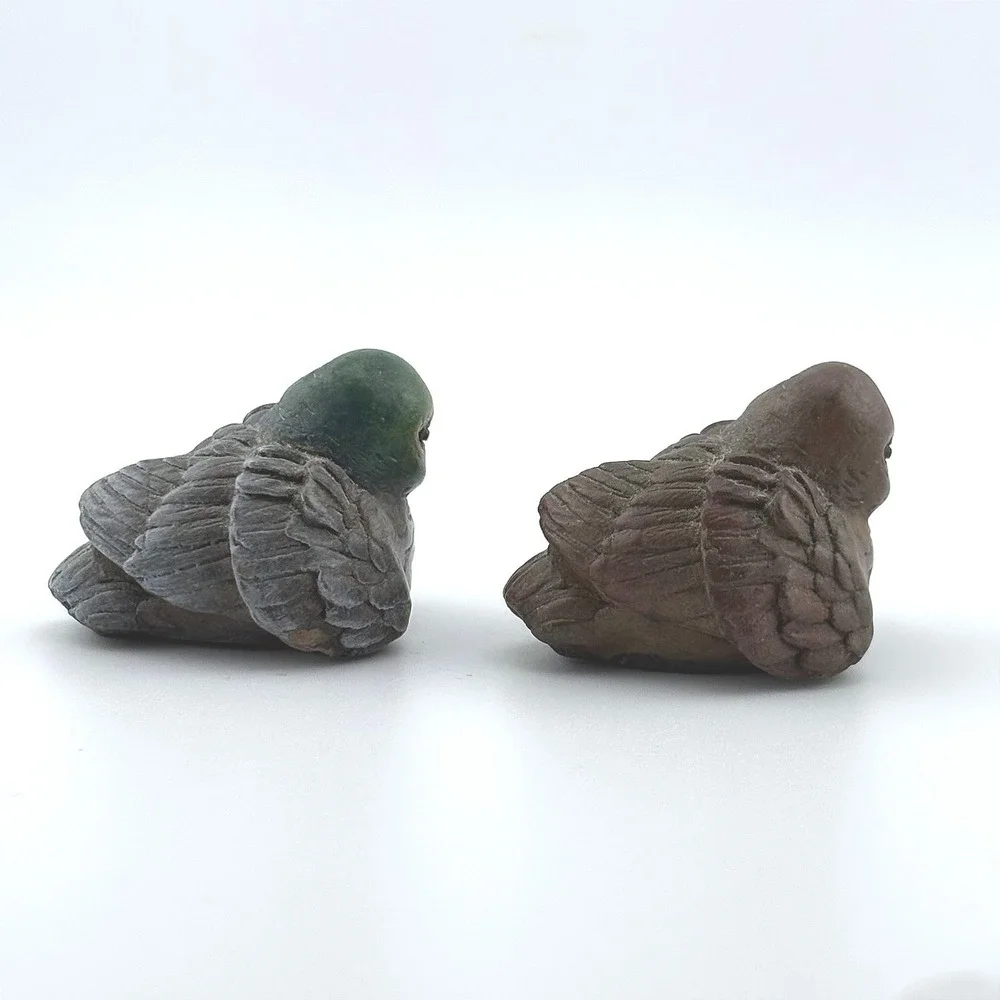 Vintage Style Stone Duck Figurines Set of 2 Mallard Hen Rustic Farmhouse Decor